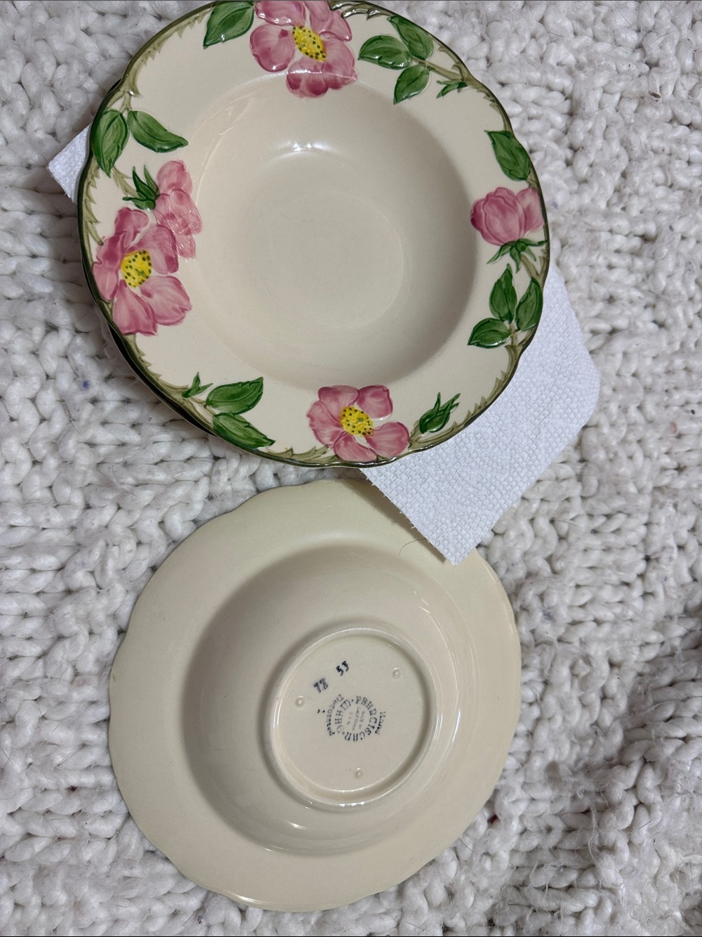 3 Rimmed Soup Bowls FRANCISCAN DESERT ROSE California USA 8.5”